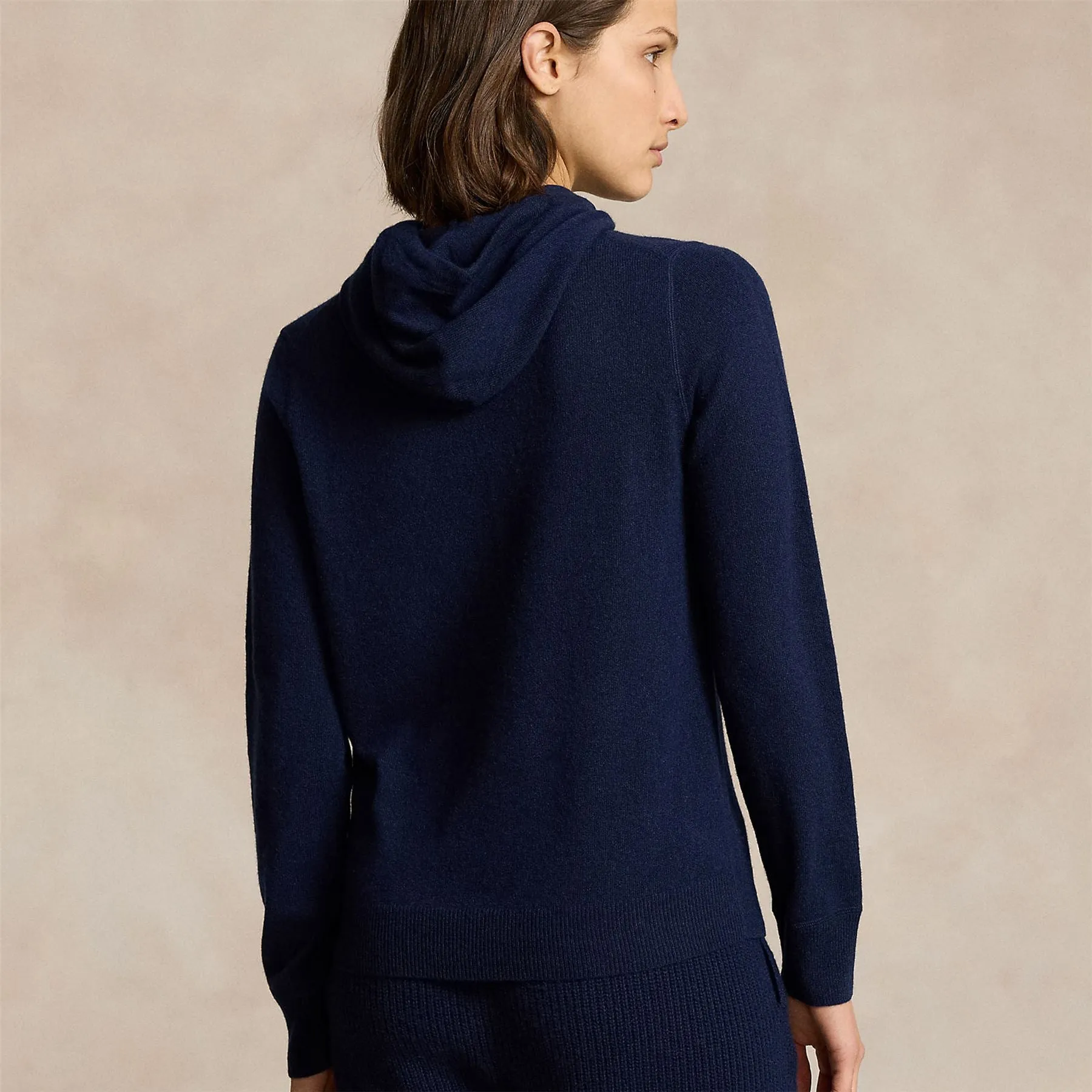 Washable Cashmere Hoodie Refined Navy