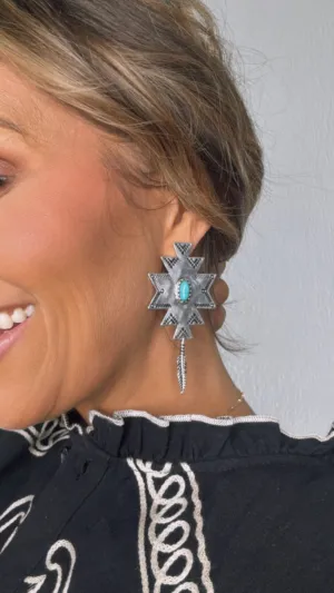 Western Style Metal Feather Earring