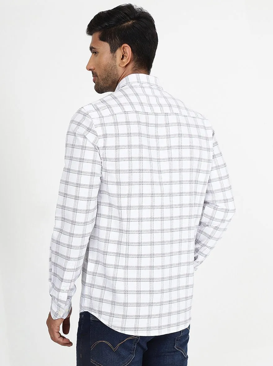 White Checked Smart Fit Semi Casual Shirt | Greenfibre