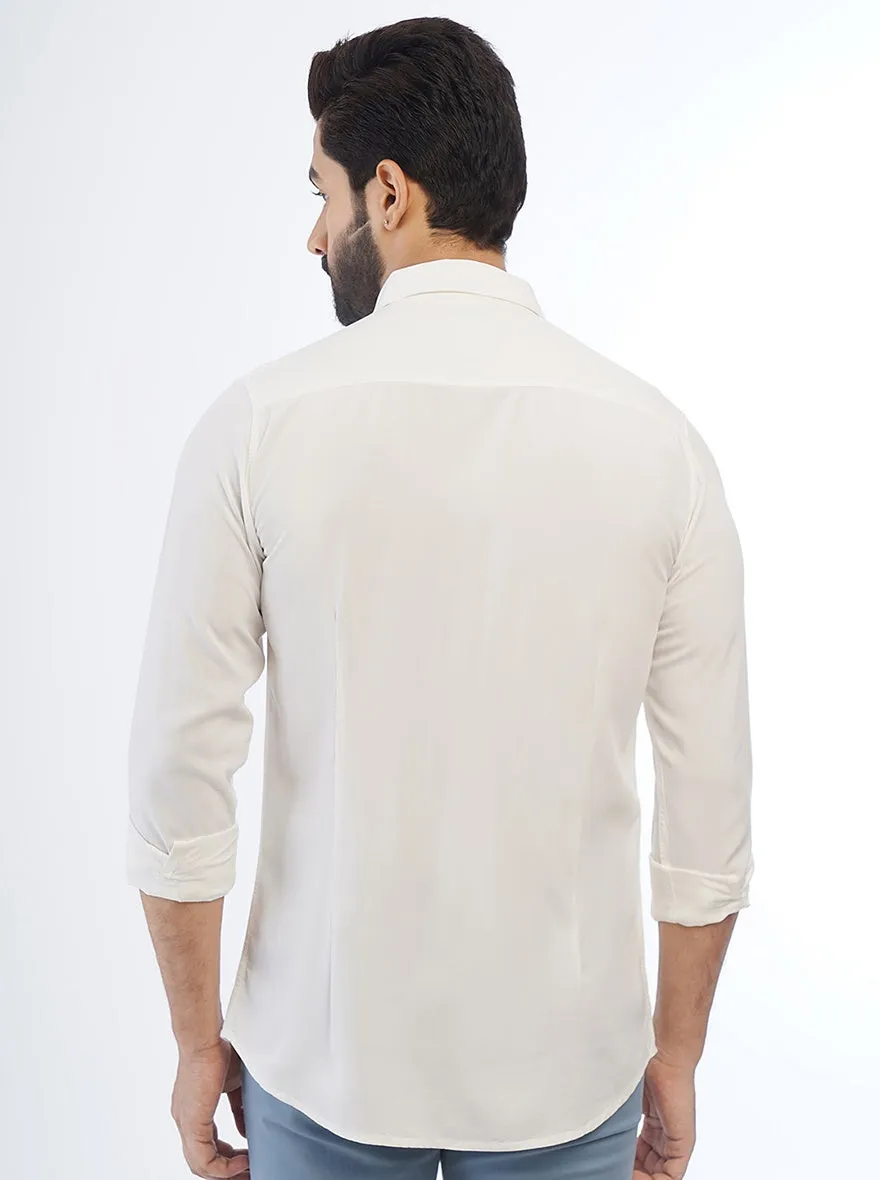 White Printed Slim Fit Casual Shirt | JadeBlue