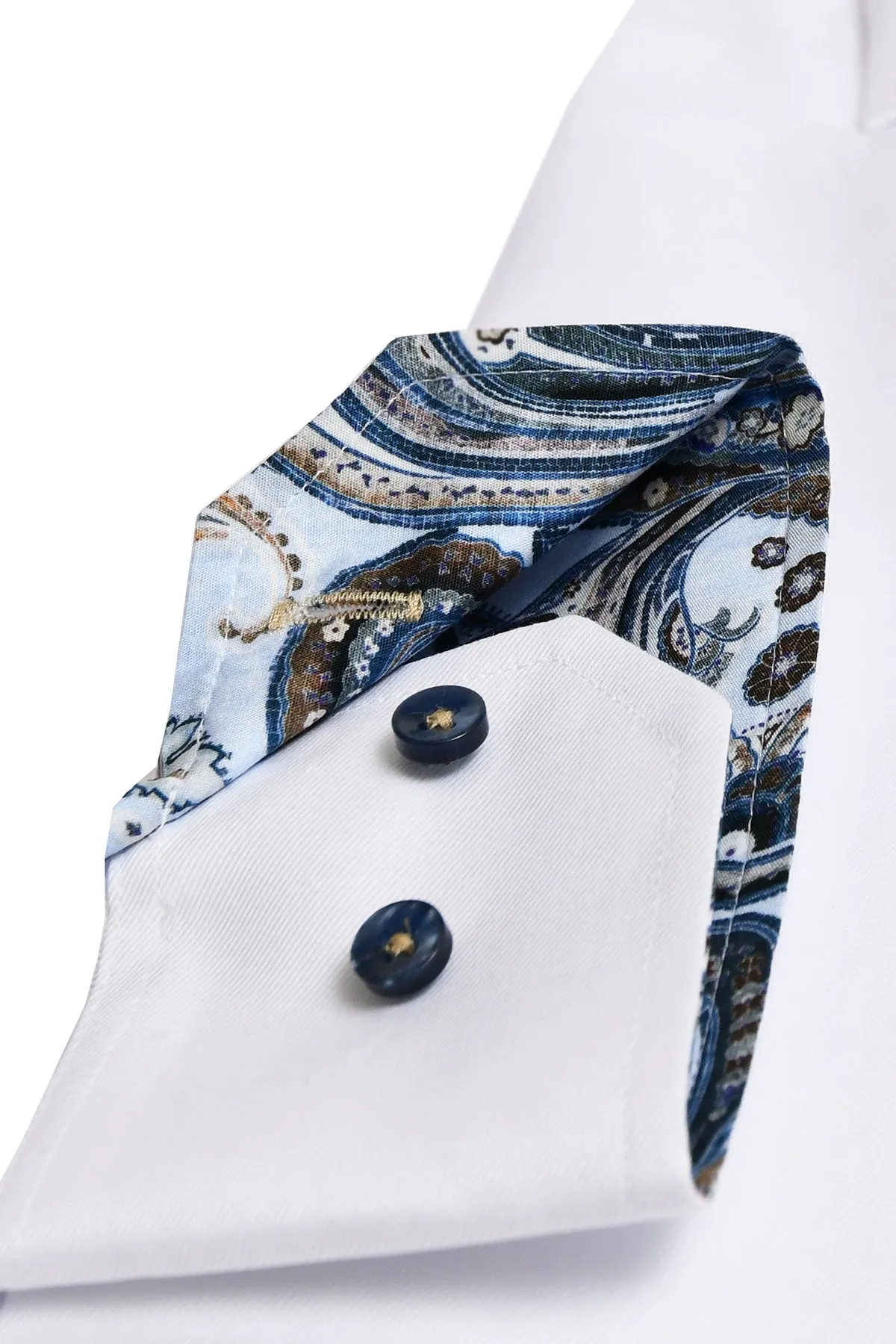 White regular fit shirt with contrast details