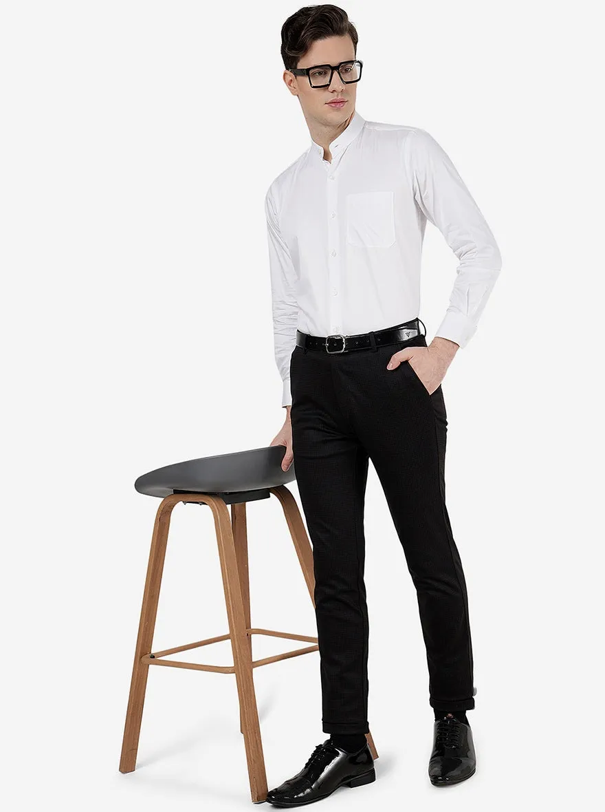 White Solid Slim Fit Formal Shirt | Metal