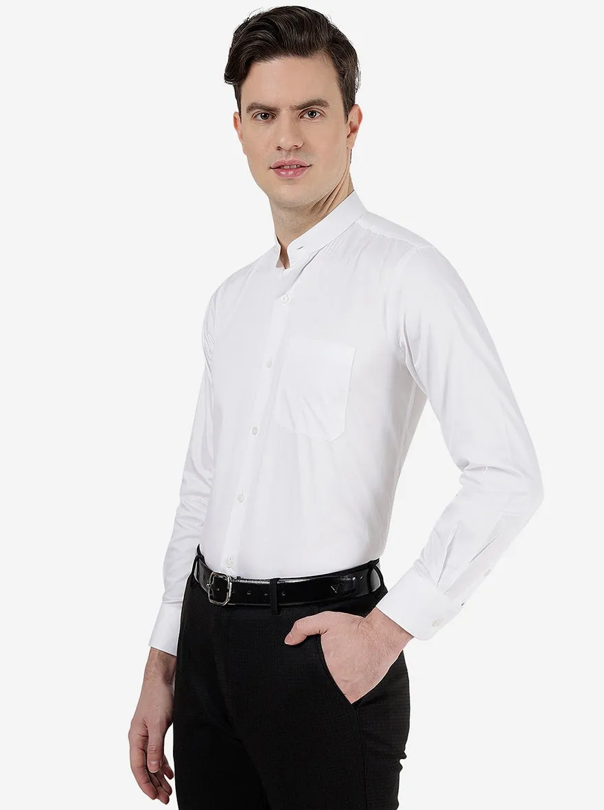 White Solid Slim Fit Formal Shirt | Metal