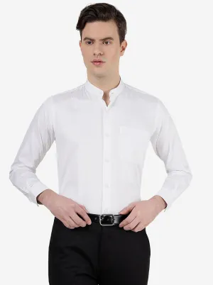 White Solid Slim Fit Formal Shirt | Metal