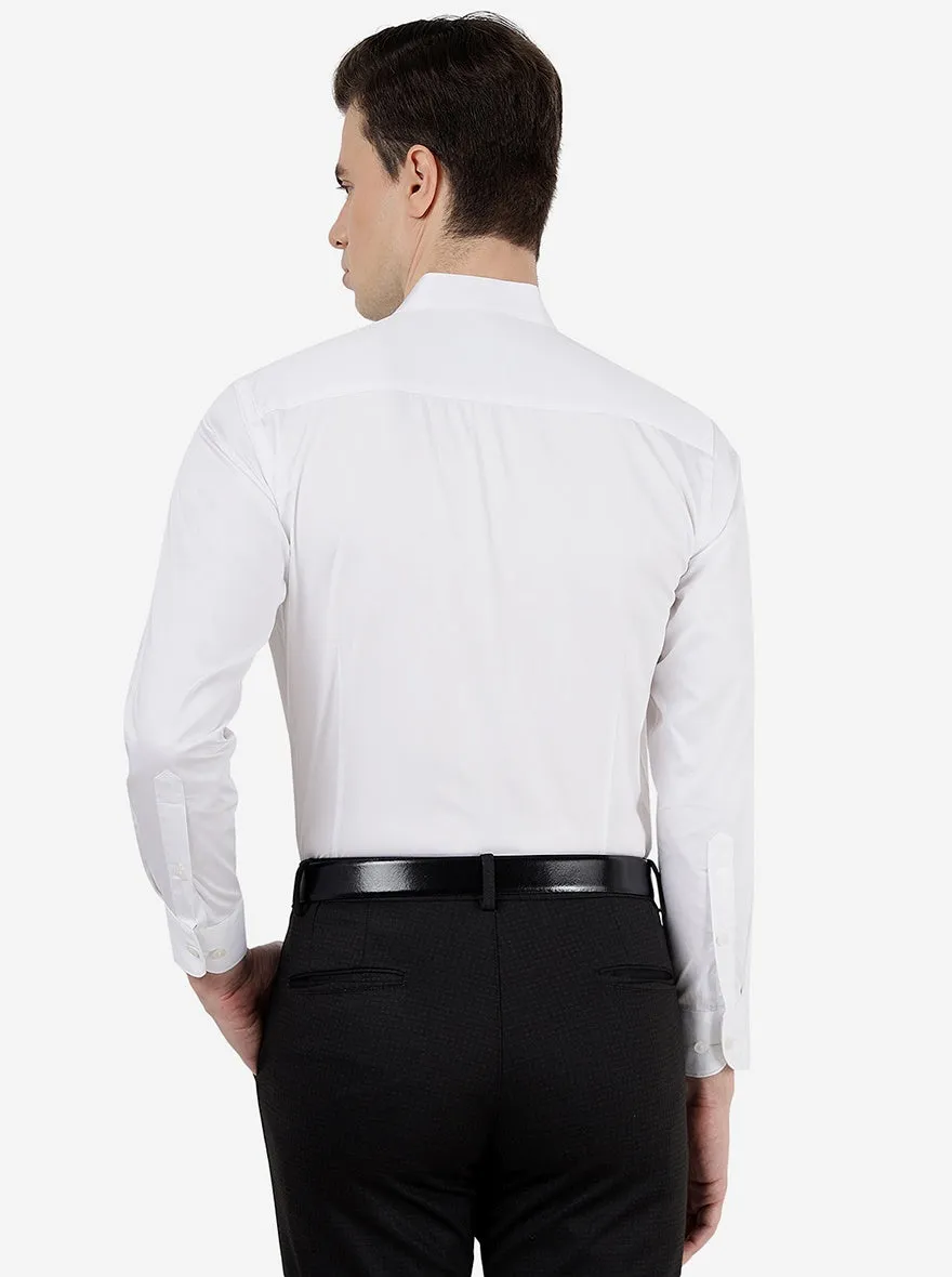 White Solid Slim Fit Formal Shirt | Metal