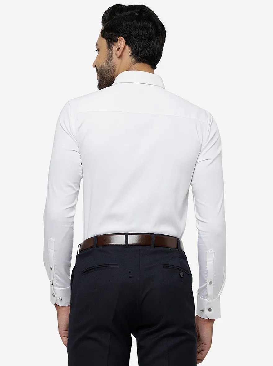 White Solid Slim Fit Party Wear Shirt | JB Studio