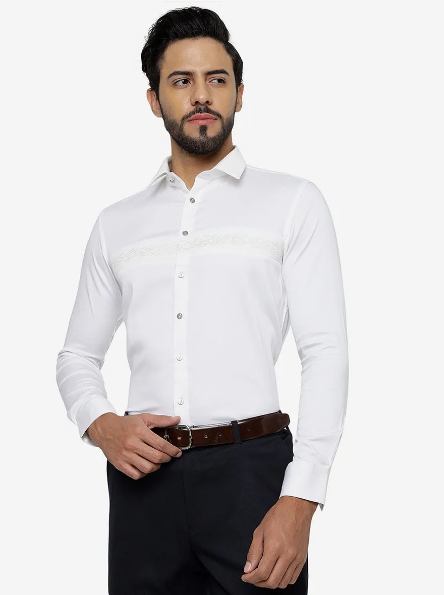 White Solid Slim Fit Party Wear Shirt | JB Studio