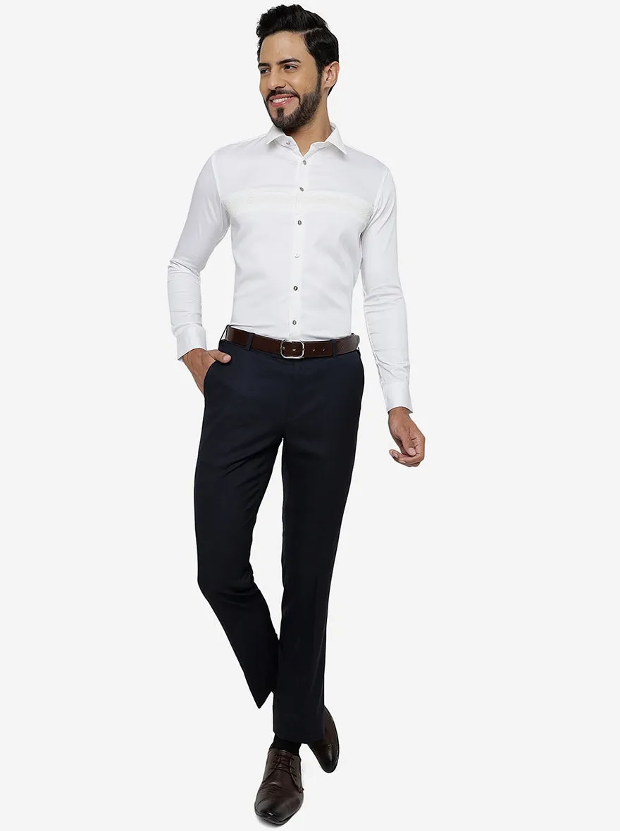 White Solid Slim Fit Party Wear Shirt | JB Studio