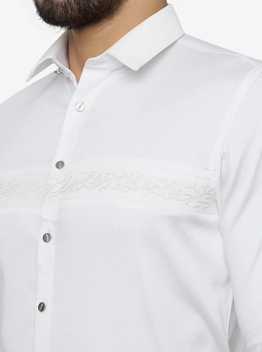 White Solid Slim Fit Party Wear Shirt | JB Studio