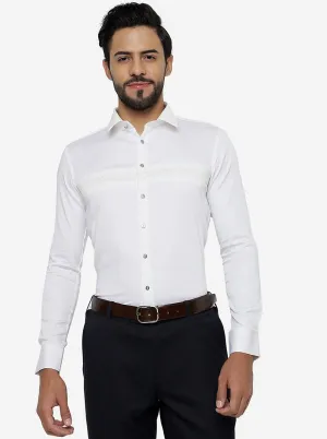 White Solid Slim Fit Party Wear Shirt | JB Studio
