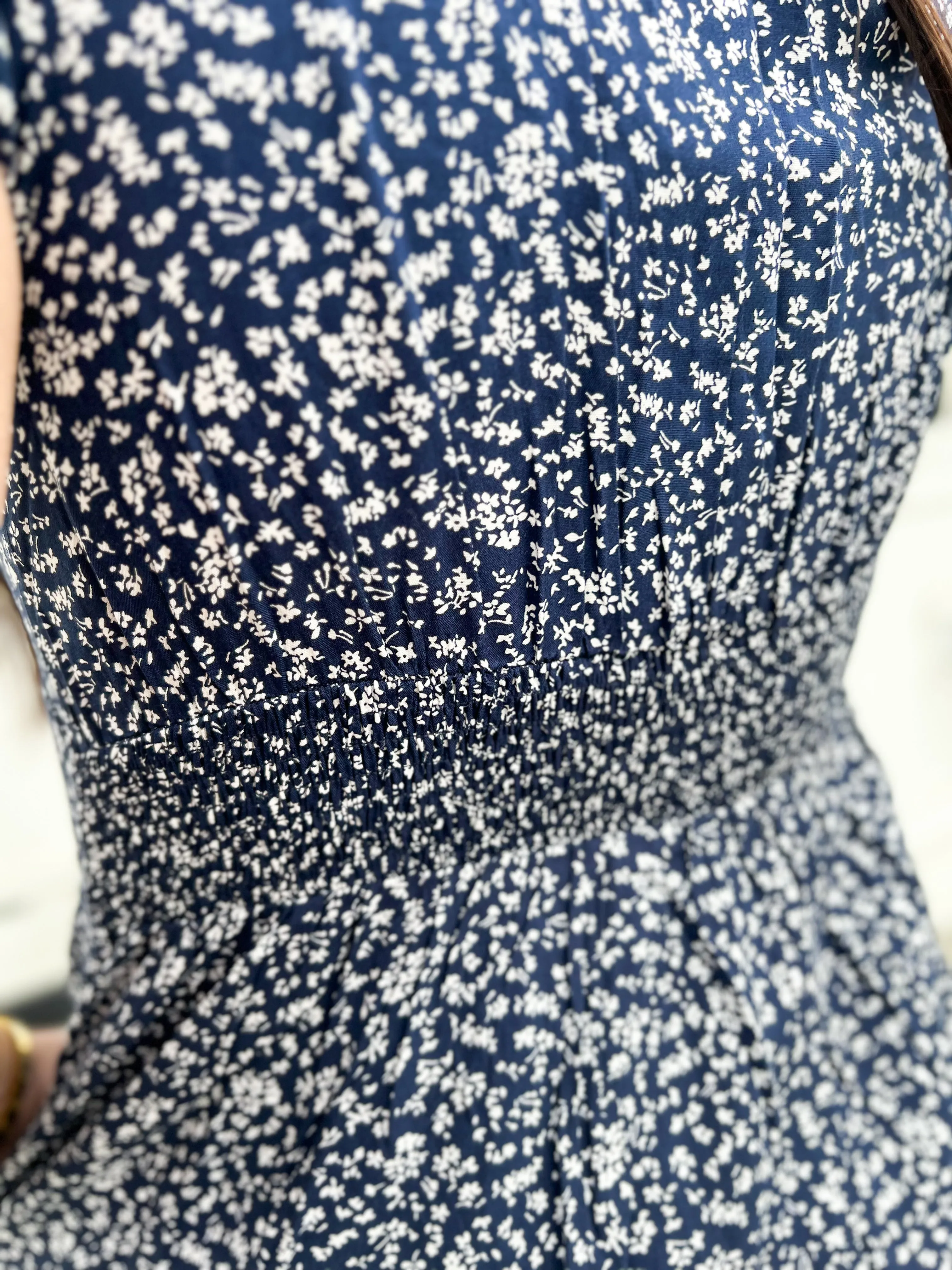 Whitney Ditsy Floral S/S Dress- Navy