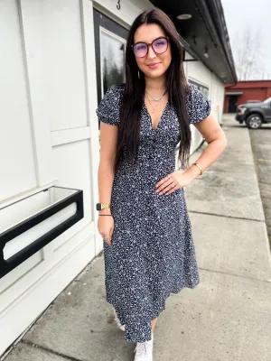 Whitney Ditsy Floral S/S Dress- Navy