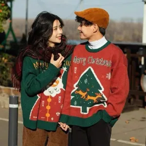 WOLFFMODE Unisex Ugly Christmas Sweater for Couples - Relaxed Fit