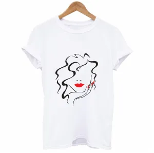Woman's Abstract Face Sketch T-shirt