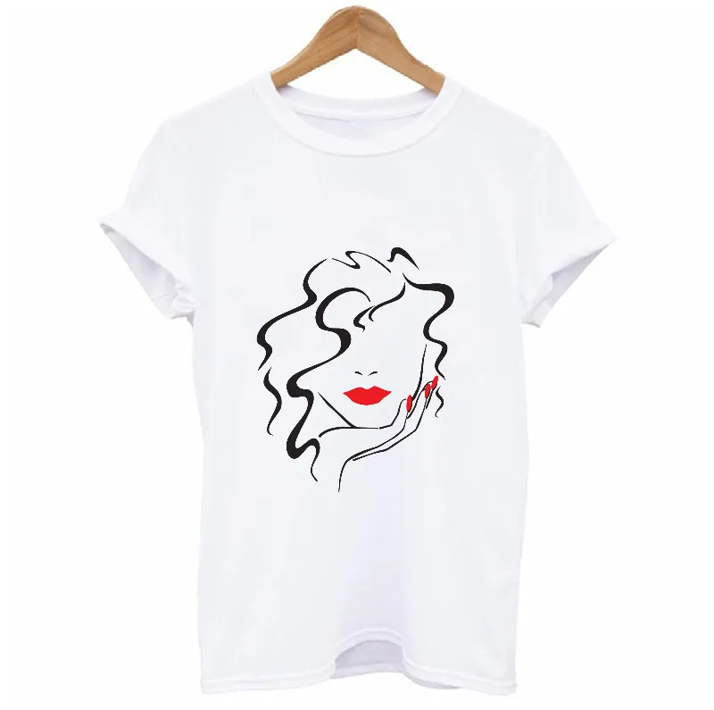 Woman's Abstract Face Sketch T-shirt