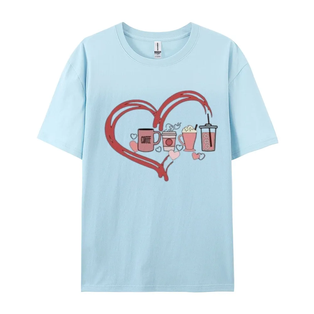 Women Coffee Is My Valentine's Day Print Graphic T-shirt