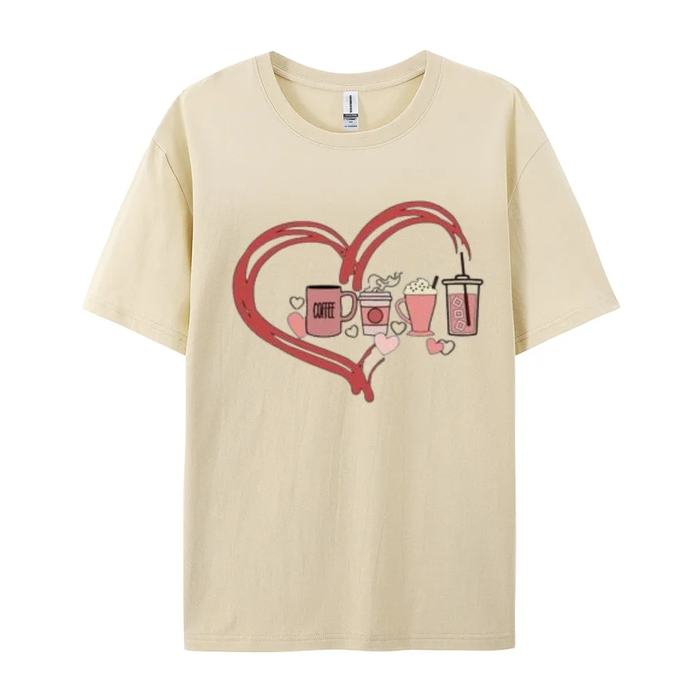 Women Coffee Is My Valentine's Day Print Graphic T-shirt