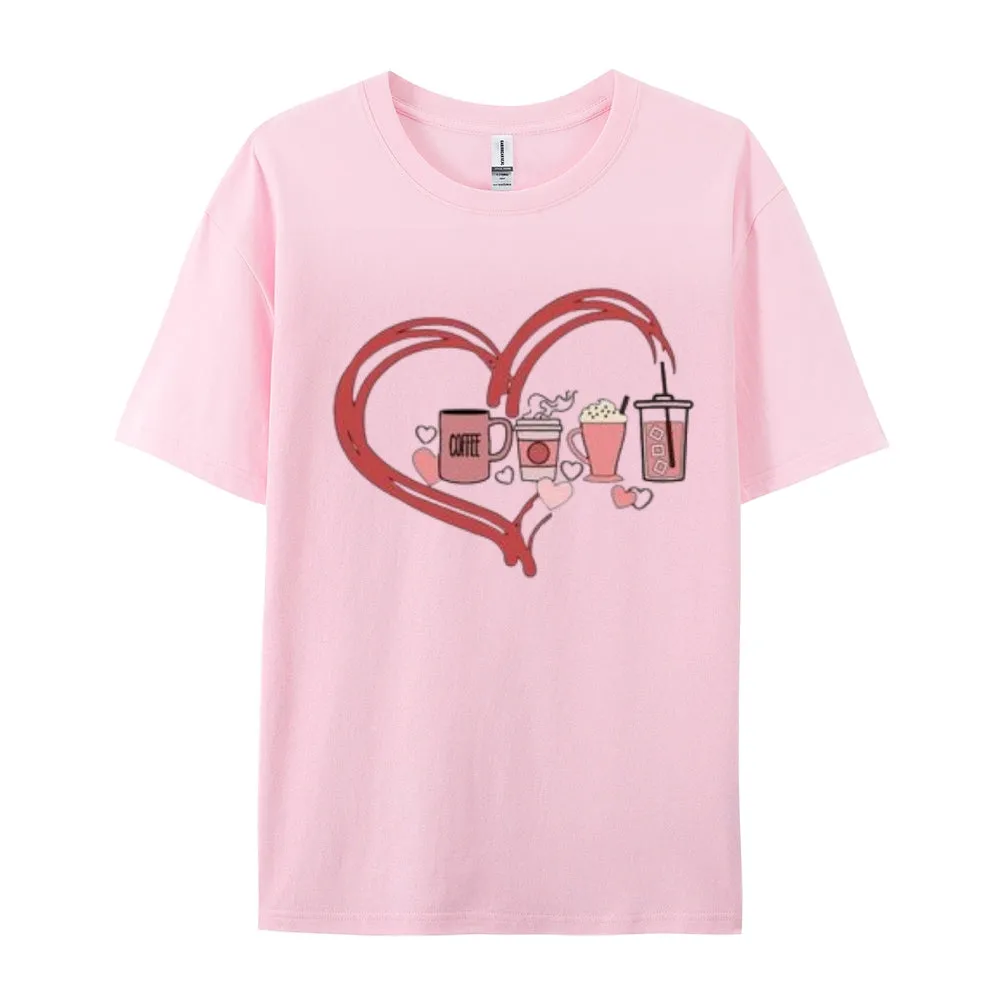 Women Coffee Is My Valentine's Day Print Graphic T-shirt