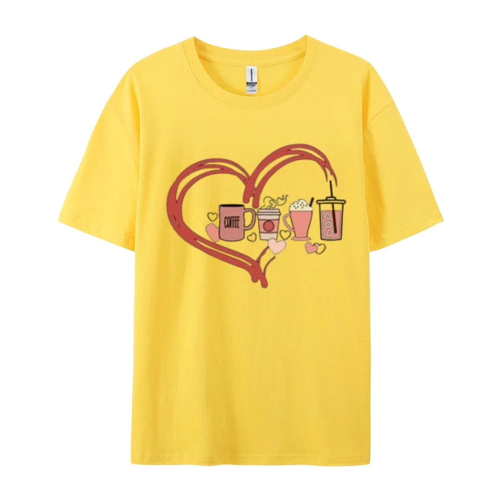 Women Coffee Is My Valentine's Day Print Graphic T-shirt