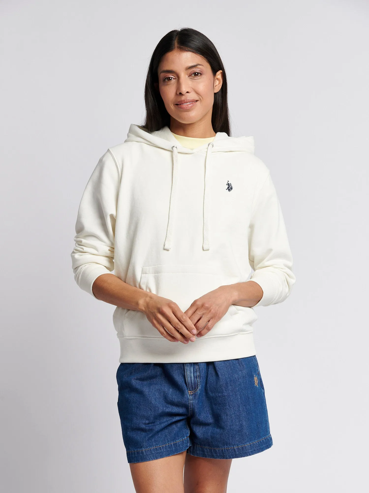 Womens Double Horsemen Loopback Hoodie in Marshmallow