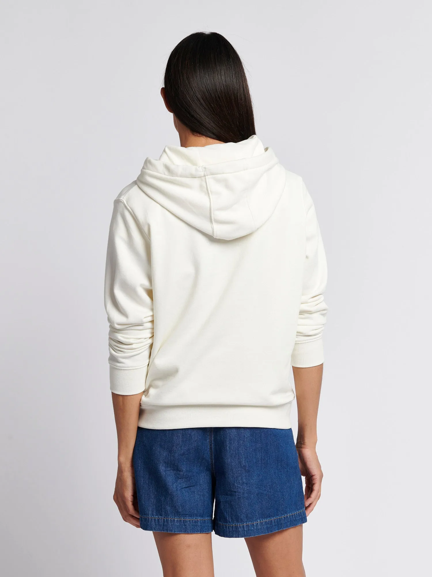 Womens Double Horsemen Loopback Hoodie in Marshmallow