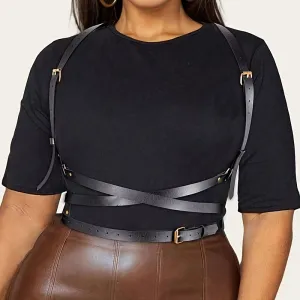 Women's Gothic Harness Corset Faux Leather Suspenders