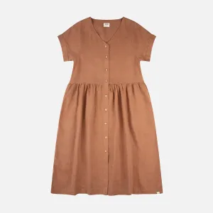 Women's Linen Midi Dress - Coffee