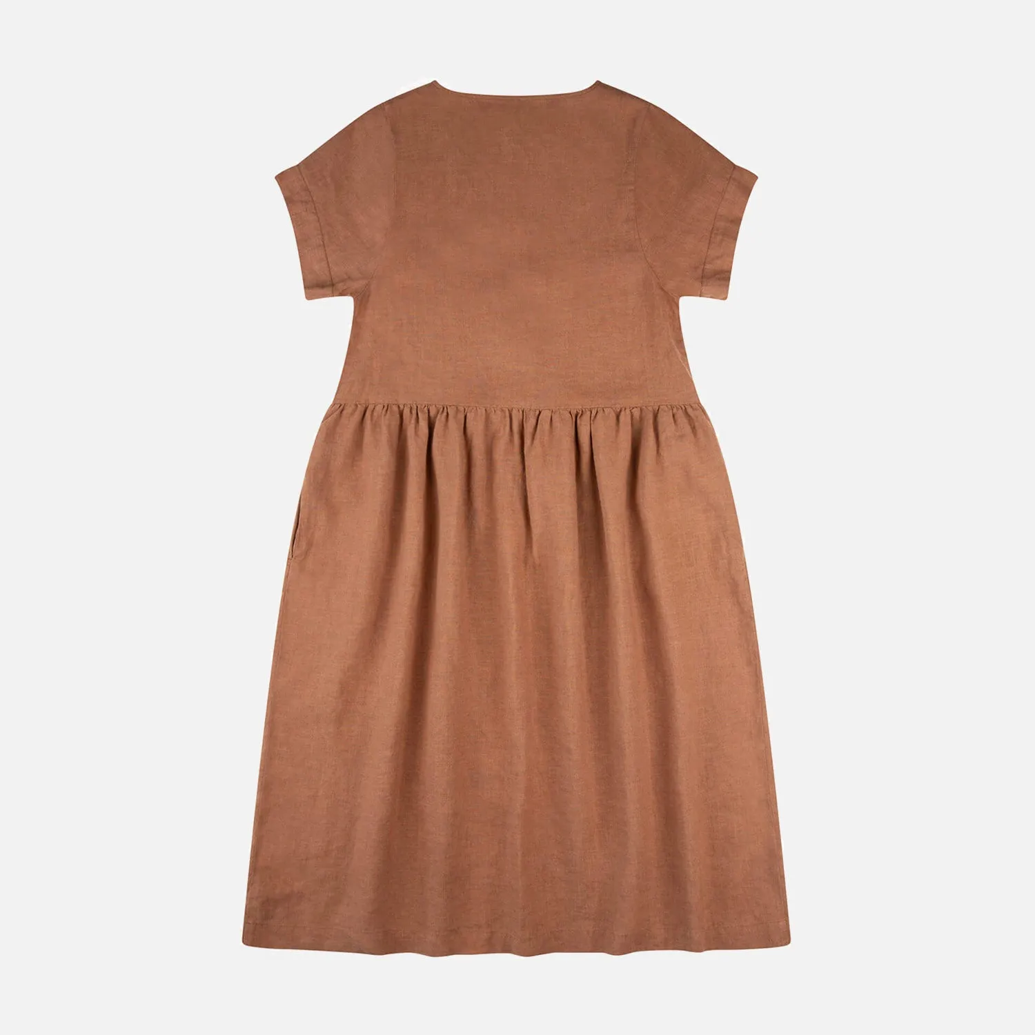 Women's Linen Midi Dress - Coffee