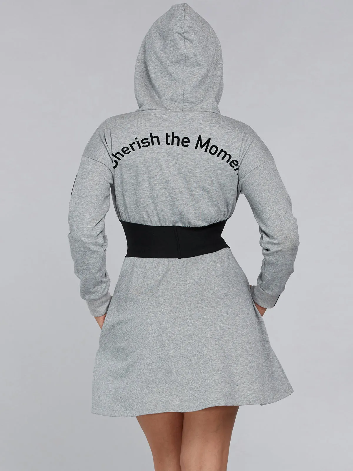 WOMEN'S LONG SLEEVE HOODIE GRAPHIC FLARE MINI DRESS