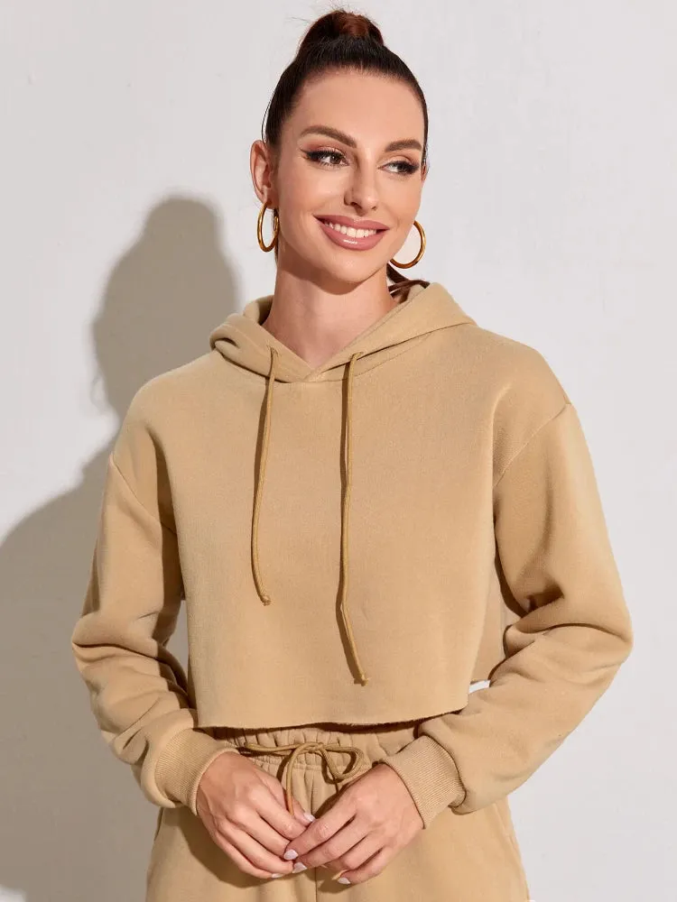 Women's Pink Cropped Fleece Hoodie: Oversized & Stylish Streetwear