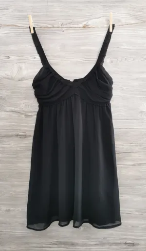 WOMENS SIZE 4 - JENNYFER, Black Chiffon, Babydoll Dress, UK Fashion EUC B46