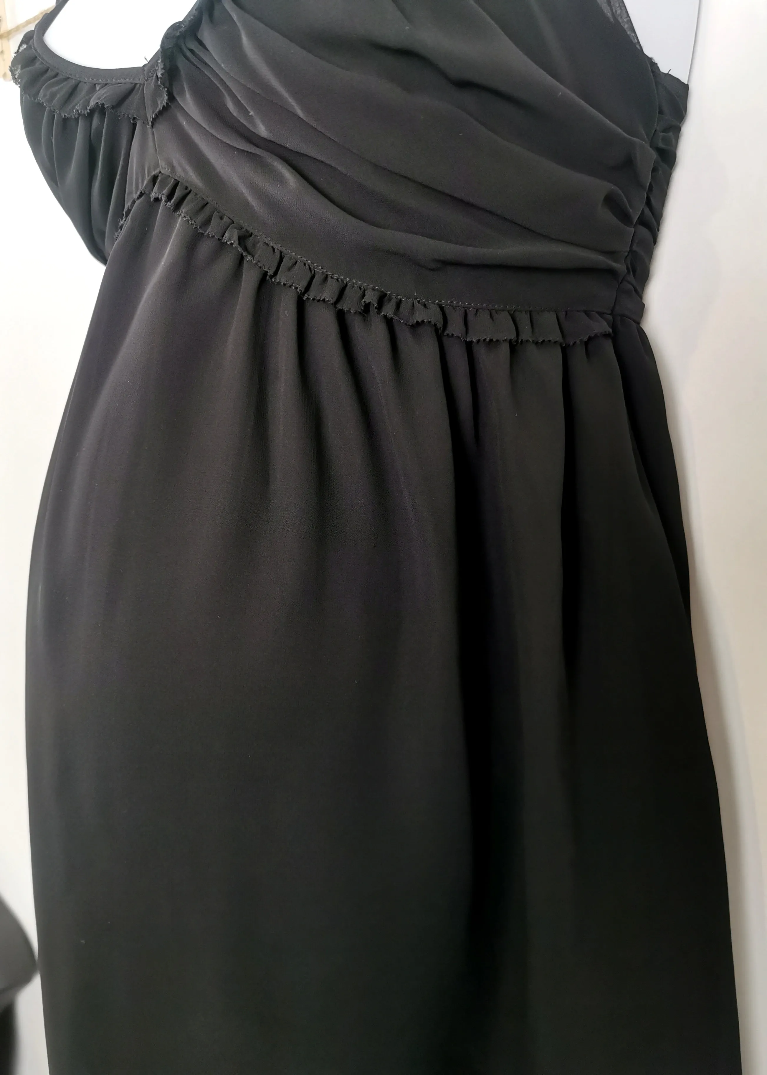 WOMENS SIZE 4 - JENNYFER, Black Chiffon, Babydoll Dress, UK Fashion EUC B46