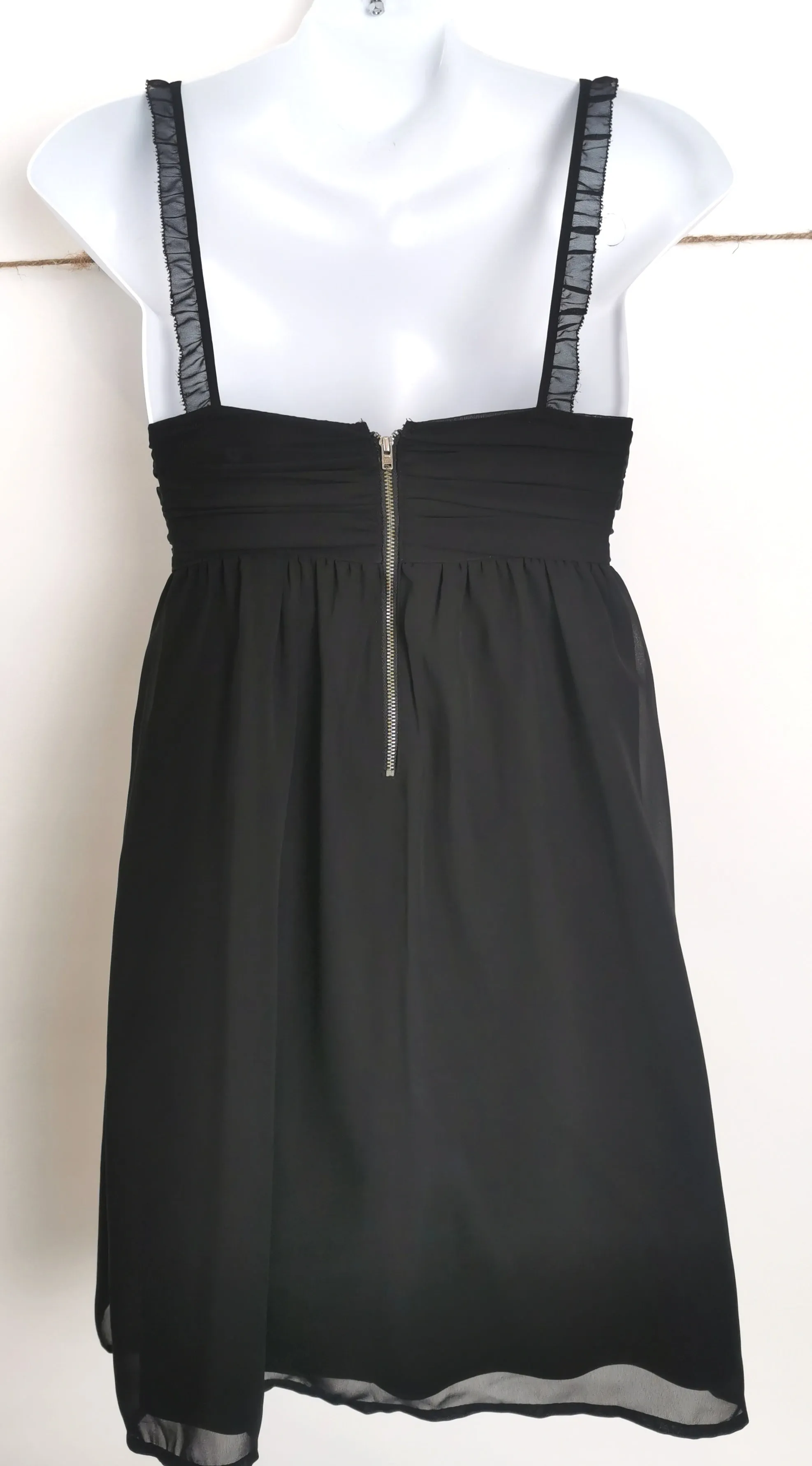 WOMENS SIZE 4 - JENNYFER, Black Chiffon, Babydoll Dress, UK Fashion EUC B46