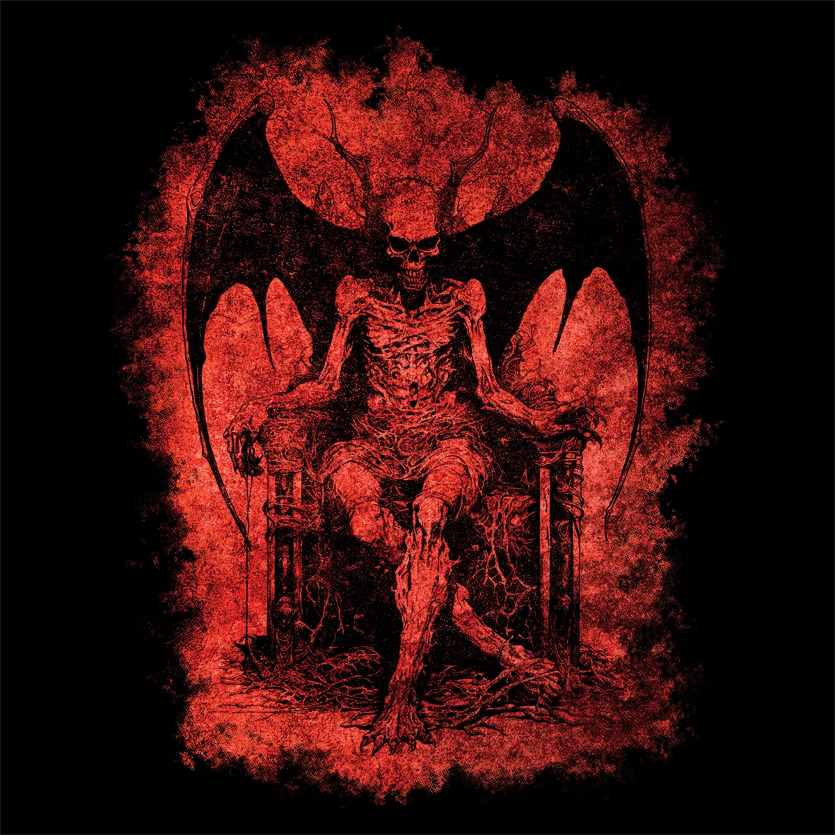 Women's T-shirt Devil on his Throne in Red