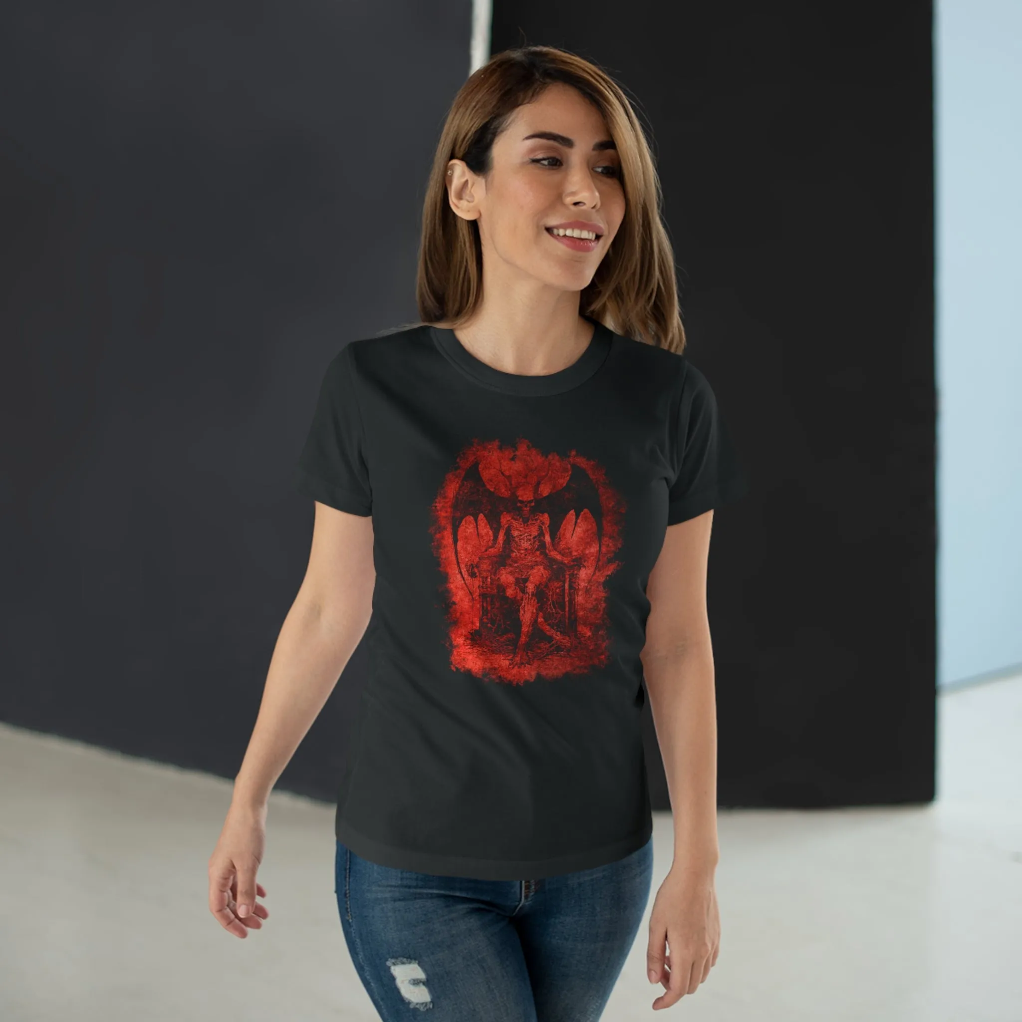 Women's T-shirt Devil on his Throne in Red