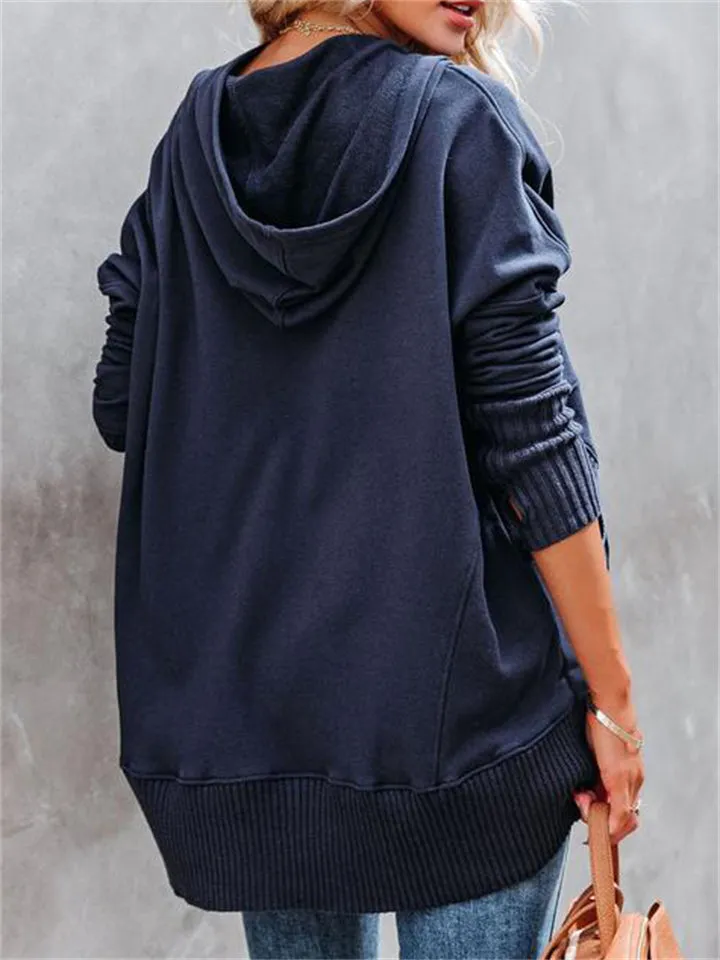 Women's V-Neck Long Sleeve Plus Size Loose Hoodies