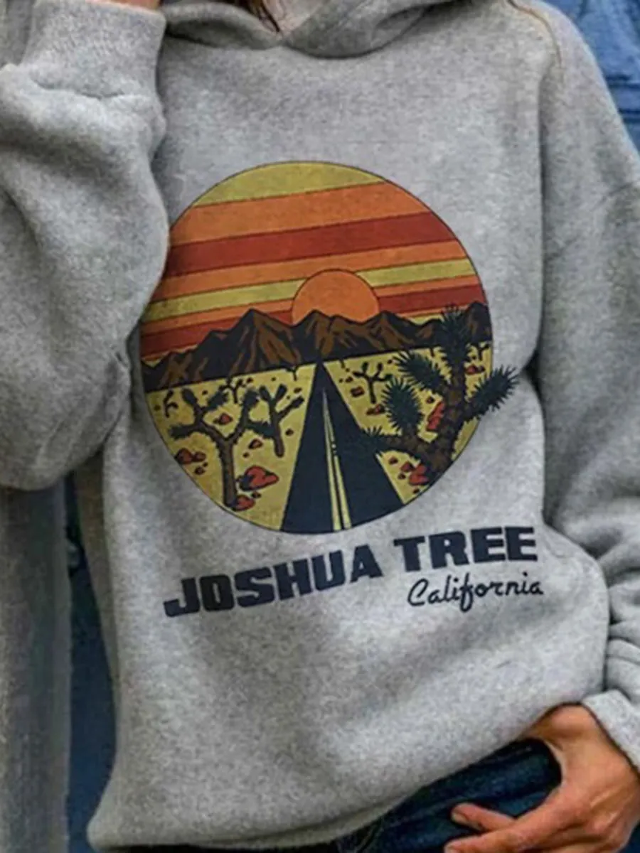 Women's Western Joshua Tree Print Hoodie Sweatshirt