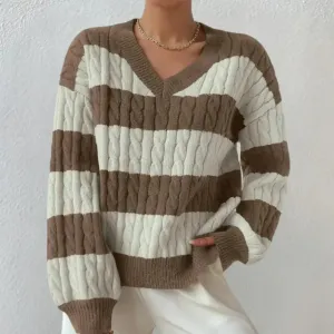 Women's Yamina V-Neck Cable Knit Jumper