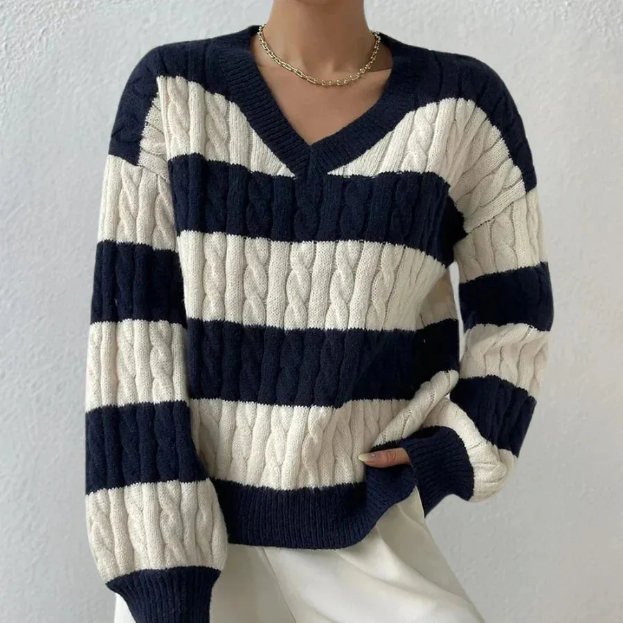 Women's Yamina V-Neck Cable Knit Jumper