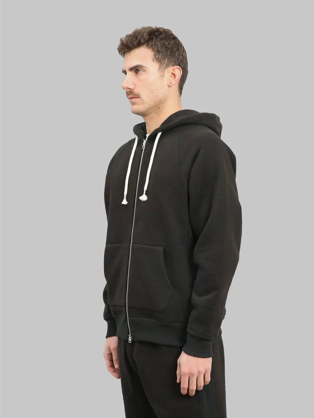 Wonder Looper Zip Hoodie 876gsm Double Heavyweight French Terry Sumi Black