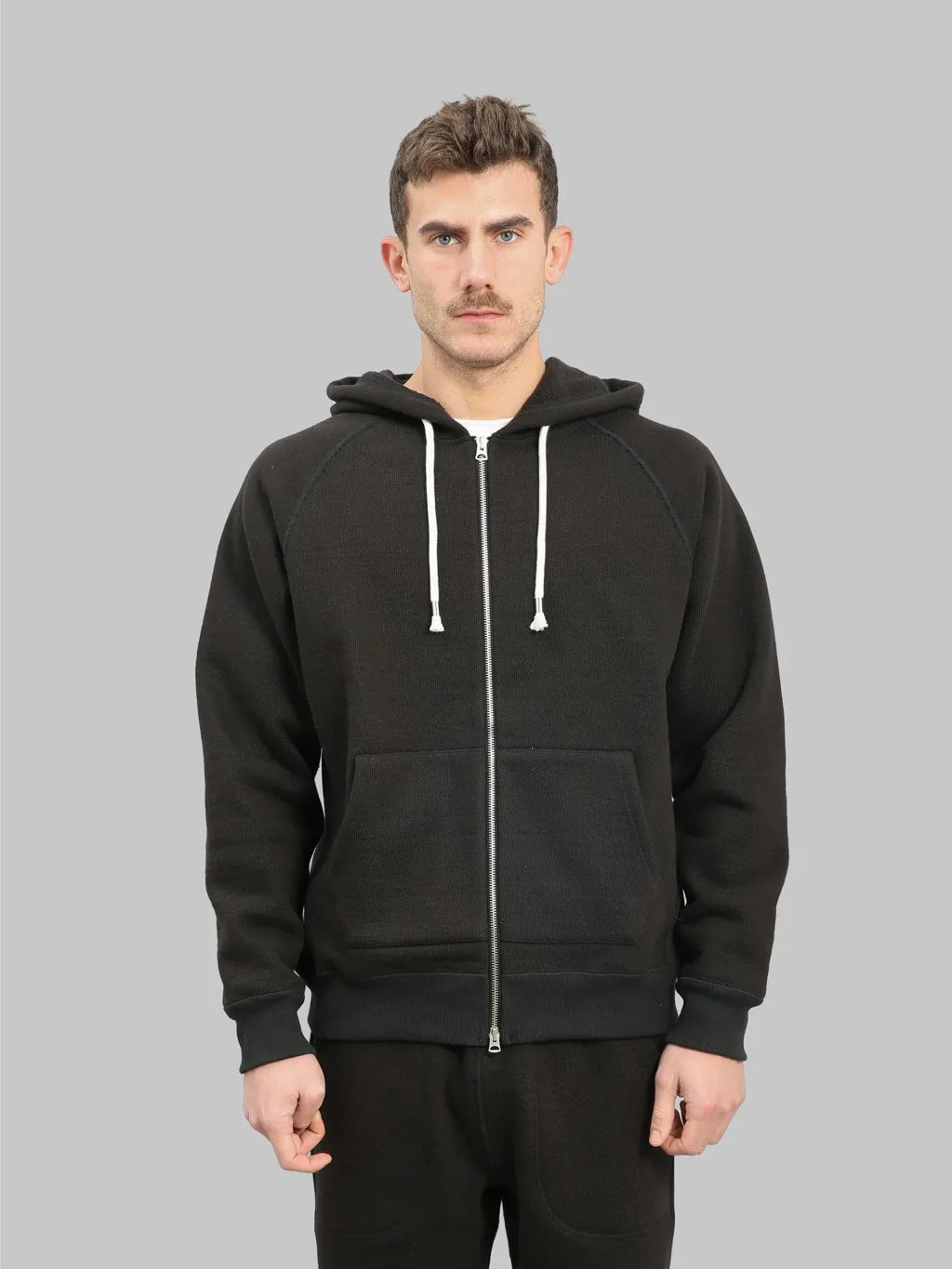 Wonder Looper Zip Hoodie 876gsm Double Heavyweight French Terry Sumi Black