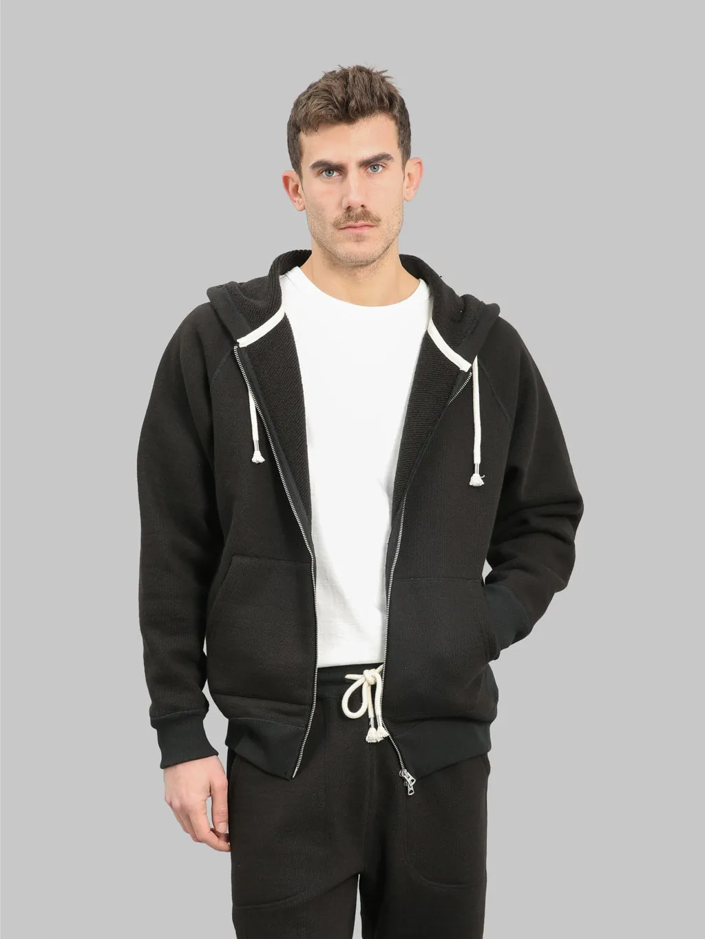 Wonder Looper Zip Hoodie 876gsm Double Heavyweight French Terry Sumi Black