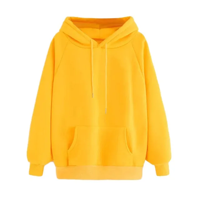 Yellow Hoodies Womens Sweatshirts Harajuku Hoodie Sweatshirt Hooded Pullover Tops Blouse With Pocket Fashion Clothes d#
