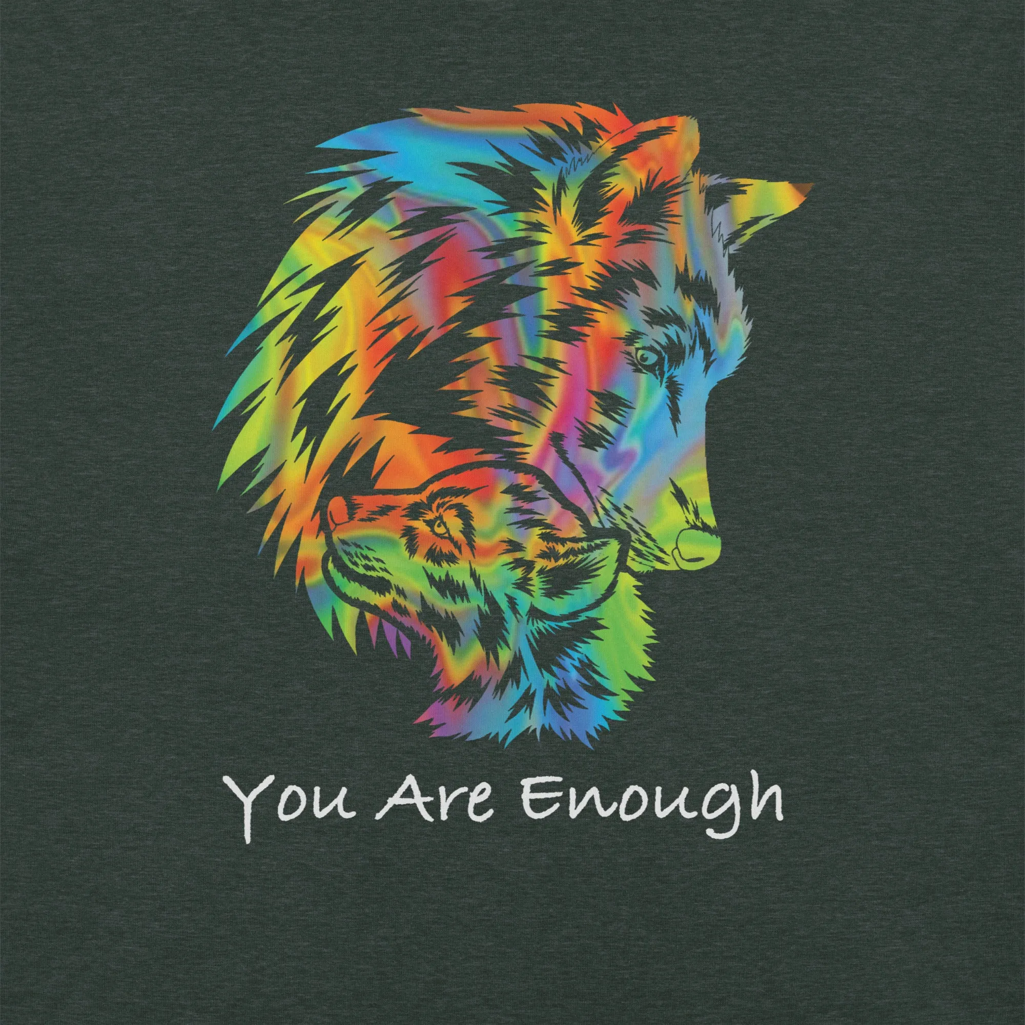 YOU ARE ENOUGH WOLF and BABY Inspirational Graphic T-Shirt for Men