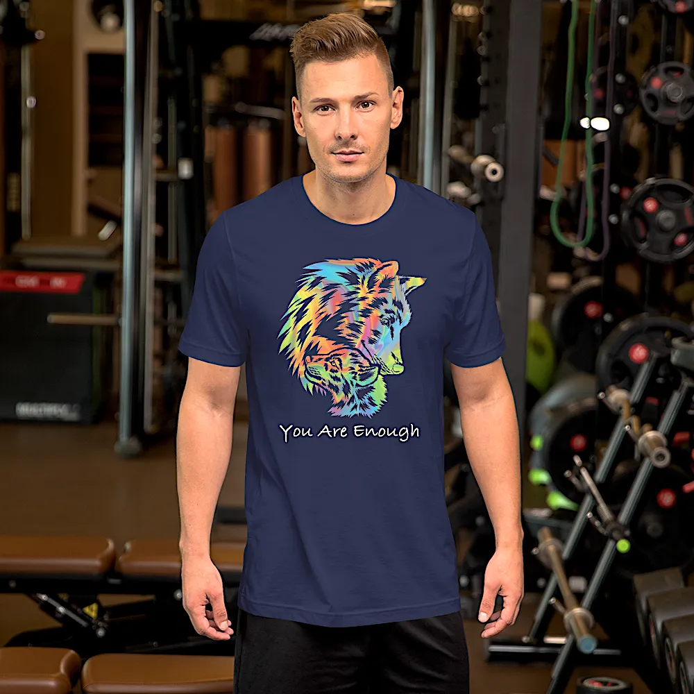 YOU ARE ENOUGH WOLF and BABY Inspirational Graphic T-Shirt for Men