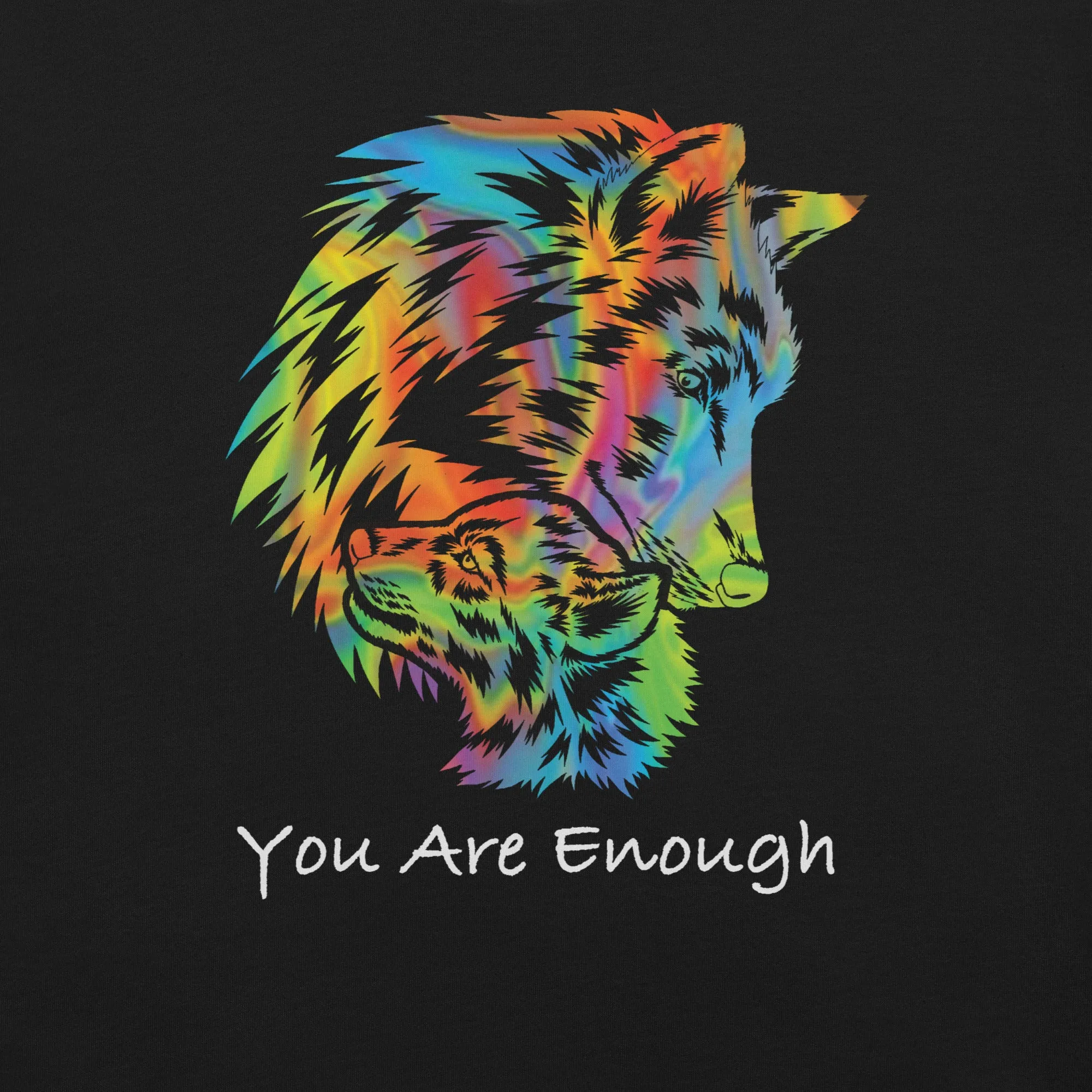 YOU ARE ENOUGH WOLF and BABY Inspirational Graphic T-Shirt for Men