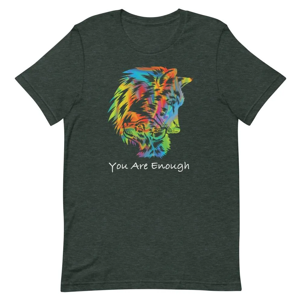 YOU ARE ENOUGH WOLF and BABY Inspirational Graphic T-Shirt for Men