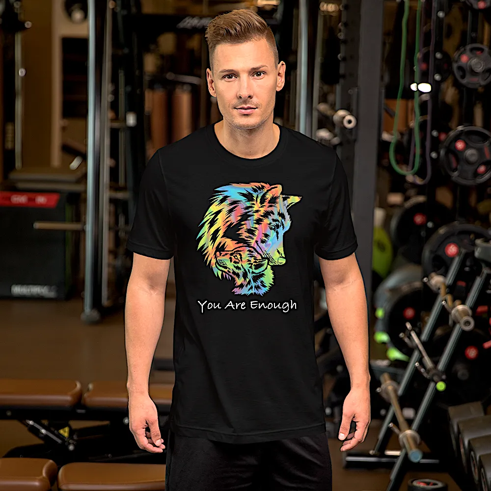 YOU ARE ENOUGH WOLF and BABY Inspirational Graphic T-Shirt for Men