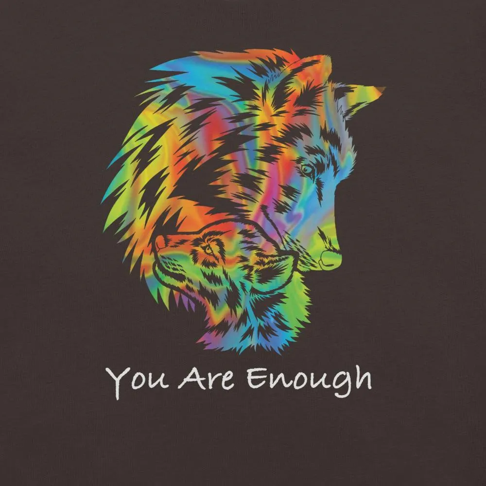YOU ARE ENOUGH WOLF and BABY Inspirational Graphic T-Shirt for Men