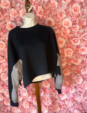 YPB (Large) Black//Grey Cropped Crewneck Sweatshirt